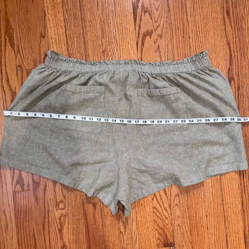 Ava & Viv Plus Size 3X Green Linen Rayon High Rise Pull On Beach Bermuda Shorts - Picture 16 of 16